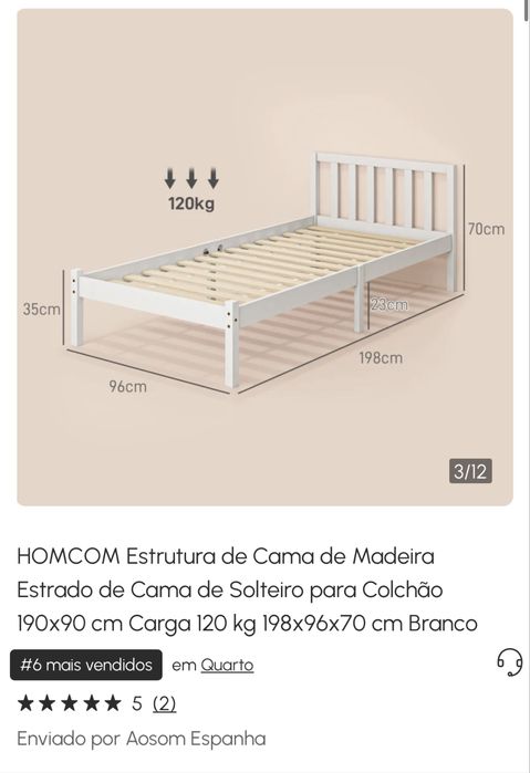 Cama de criança/solteiro 198x96x70 cm