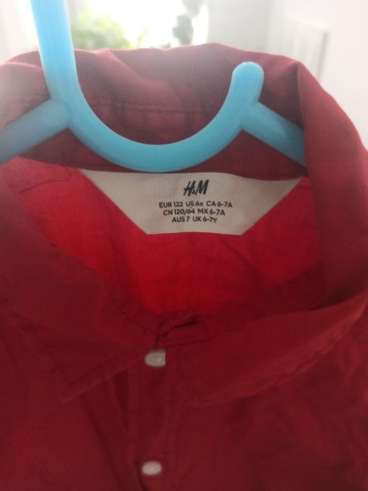 Koszula czerwona 122 h&m esja zdjęciowa mikolaj