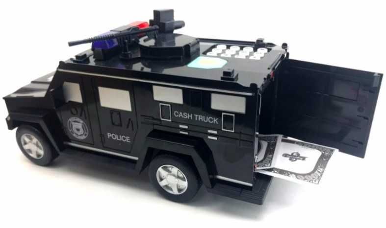 Детский сейф копилка с кодом и отпечатком пальца Полицейская машинка