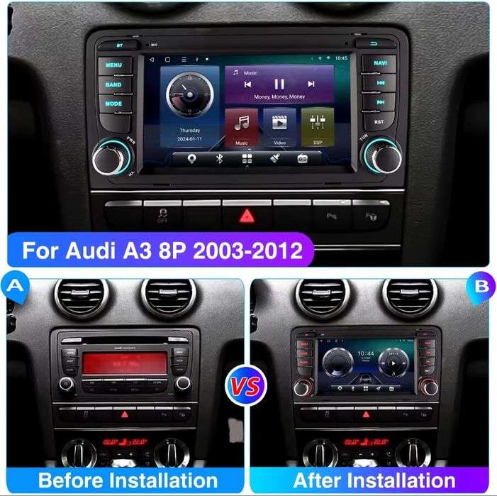 Radio 2 DIN Android Audi A3 8P 8GB RAM/128GB ROM