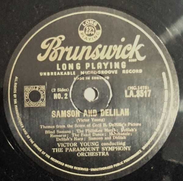 Victor Young  Paramount Symphony Orchestra* ‎– Samson And Delilah 1951