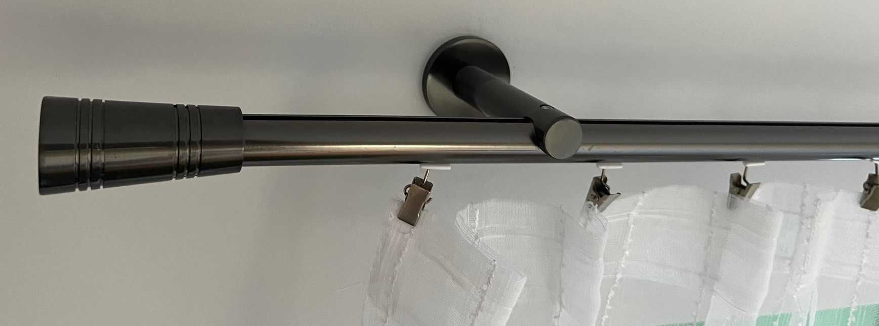 *** Karnisz GARDINIA z żabkami grafit 210cm solidny do ściany ***