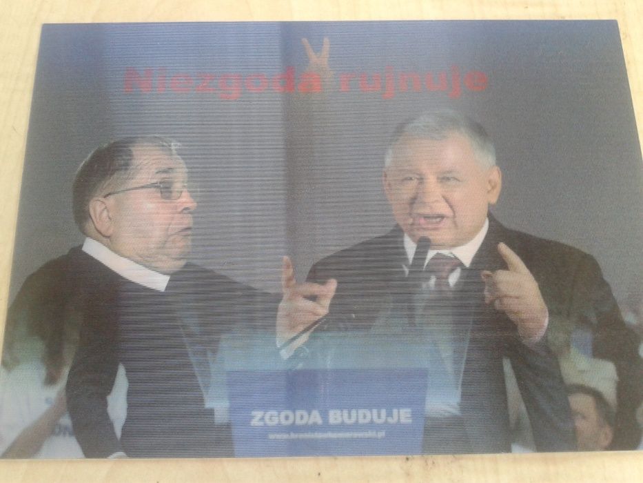 kaczyński tusk rydzyk komorowski pocztówka trójwymiarowa biały kruk 3D