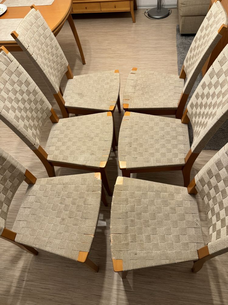 Stół drewniany buk Ikea KRONVIK I 6 krzeseł
