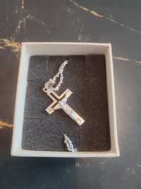 Komplet srebrny krzyżyk z łańcuszkiem