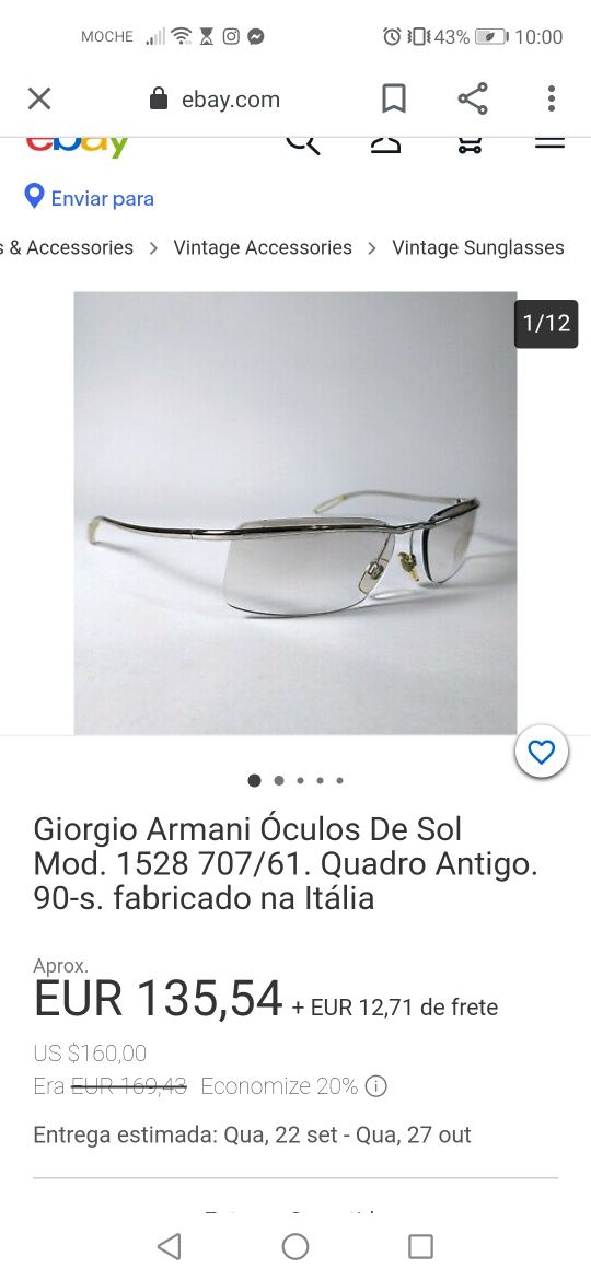 Óculos Giorgio Armani Vintage