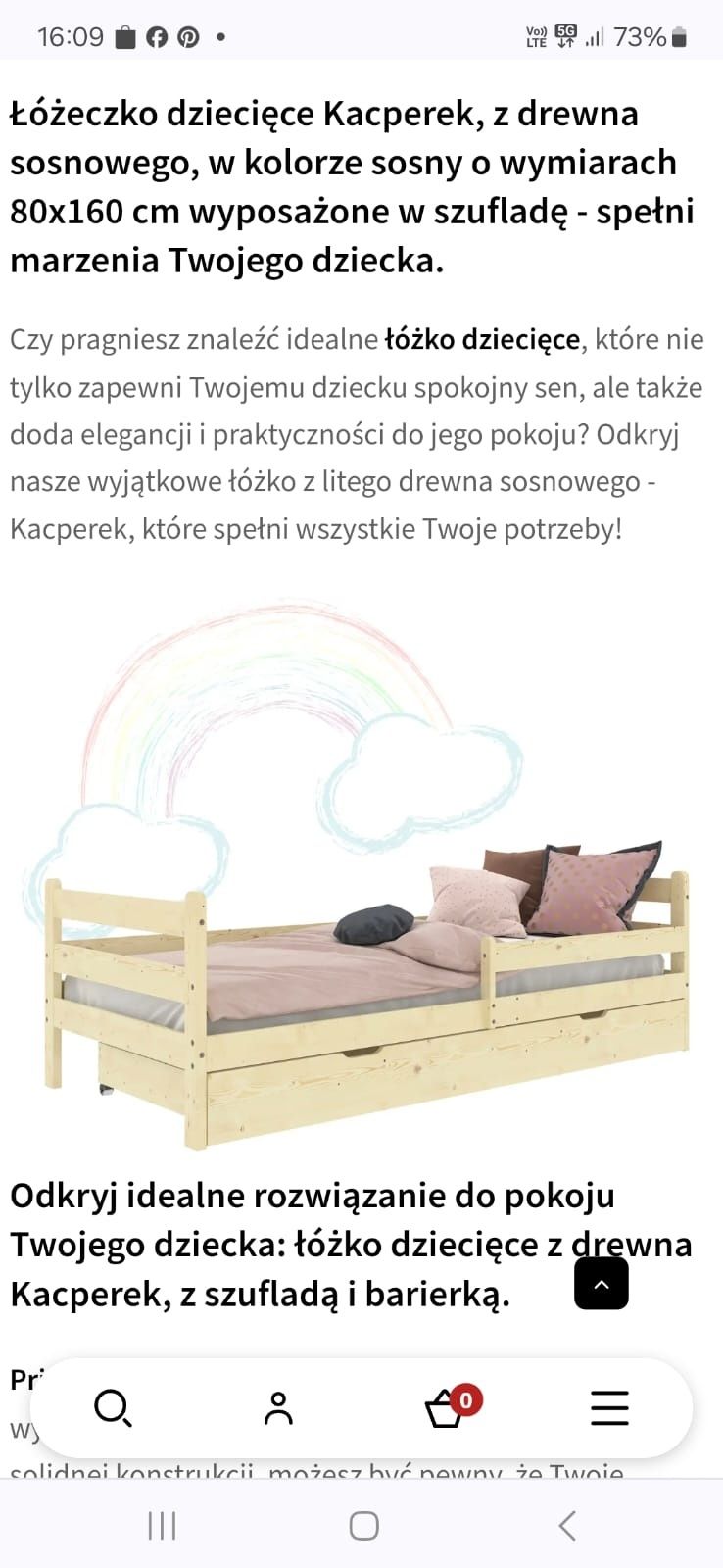 Łóżko dziecięce z materacem