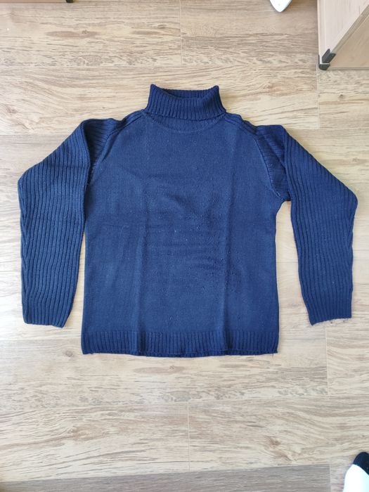 Sweter z golfem używany granatowy XL