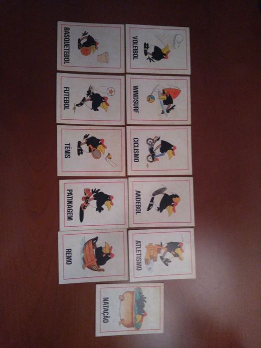 antiga coleção de 11 cromos pinguins no desporto