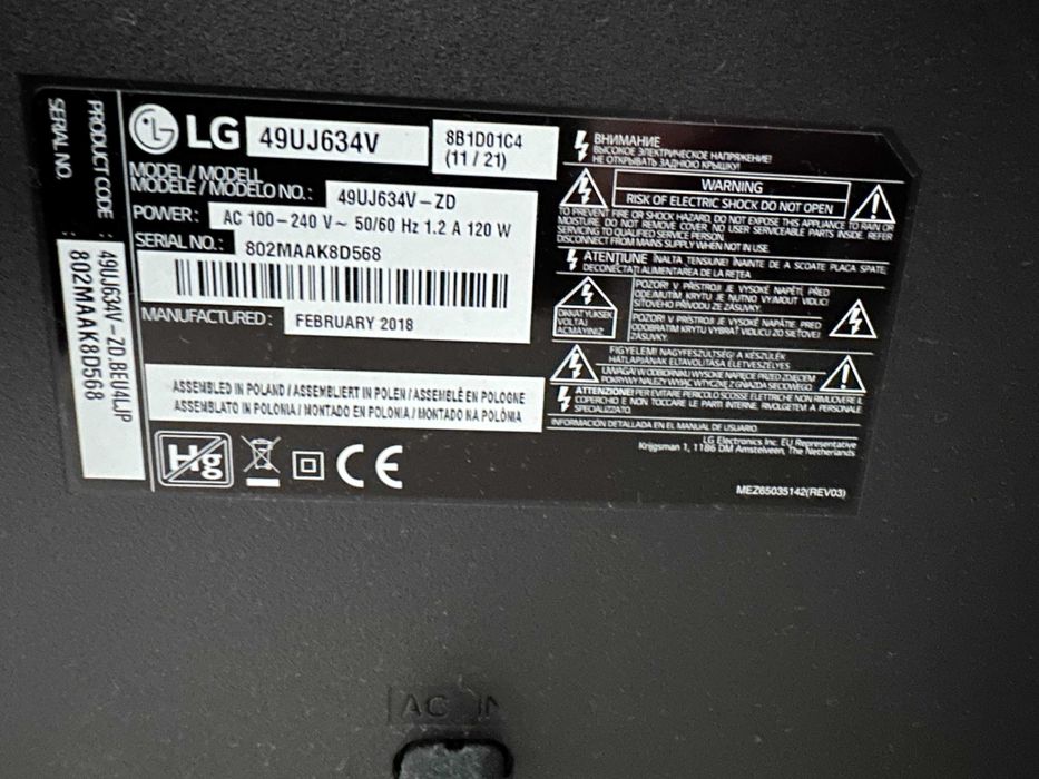 TV LCD 49UJ634V - Reparo ou peças - TV Inteira