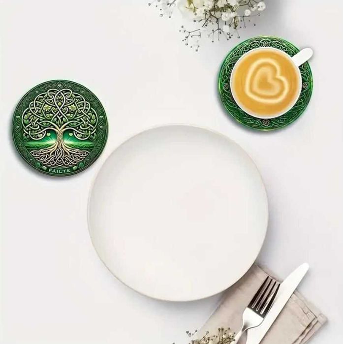 8x RETRO podkładki pod kubek DRZEWO ŻYCIA NA PREZENT podstawki h256