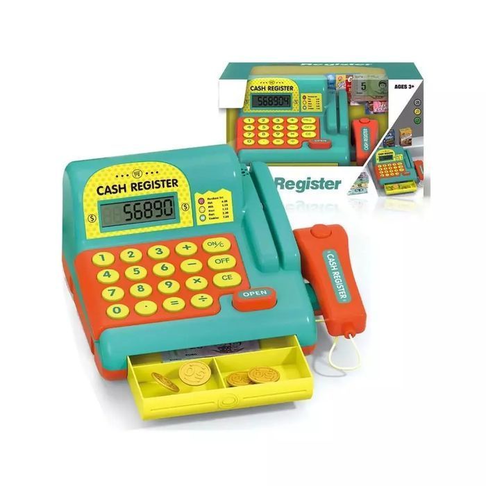 Kasa fiskalna z akcesoriami do zabawy w sklep. Lena. Nowy Produkt
