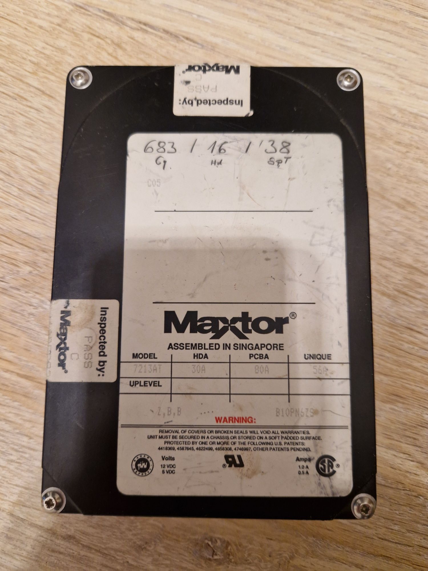 IBM MODEL: DTTA351010, fujitsu Model MPA3043AT, MAXTOR  MODEL 7213at