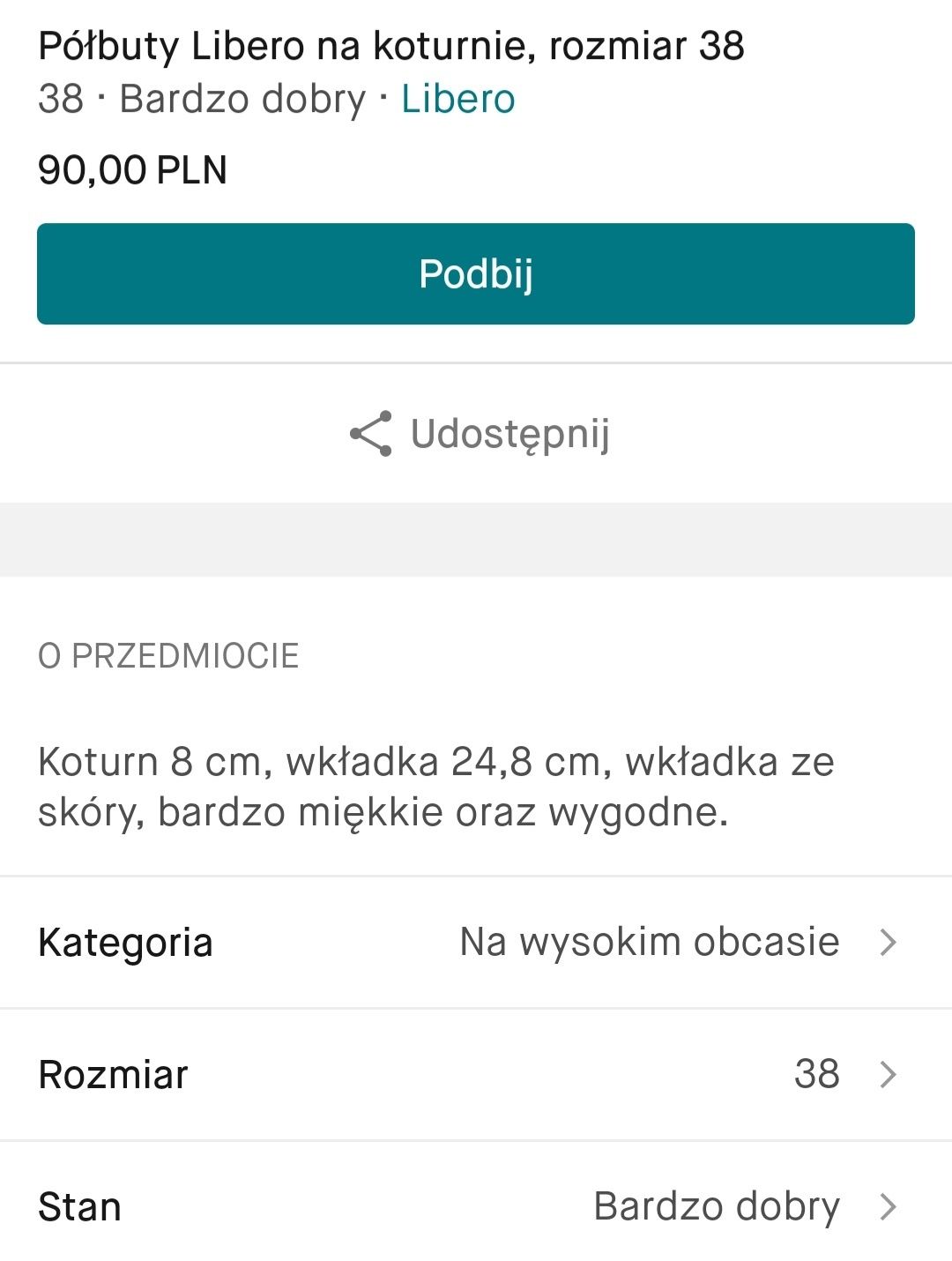 Półbuty, koturny LIBERO, 38