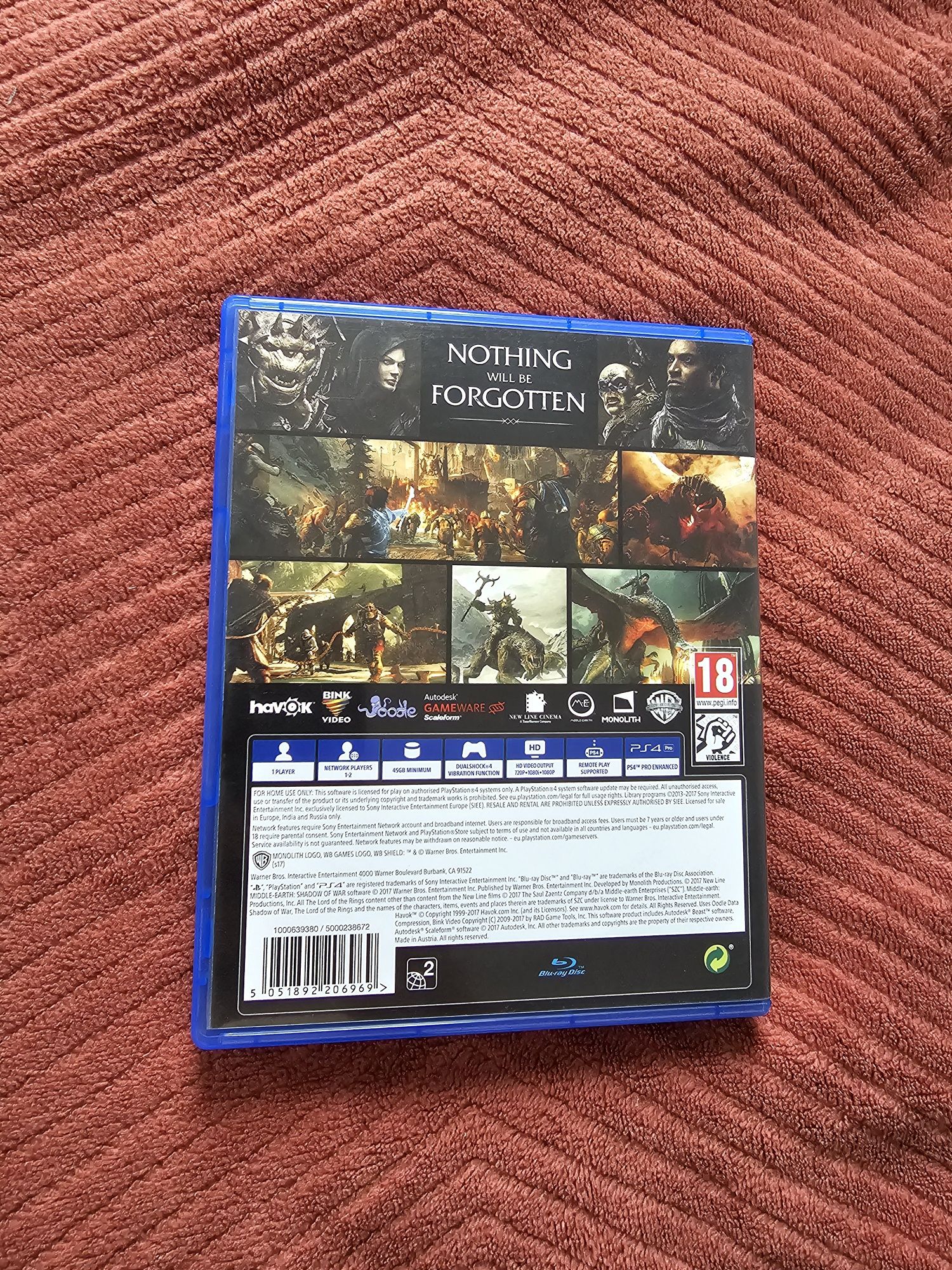 Middle Earth Shadow of War PlayStation 4 PS4 PS5 gra jak nowa