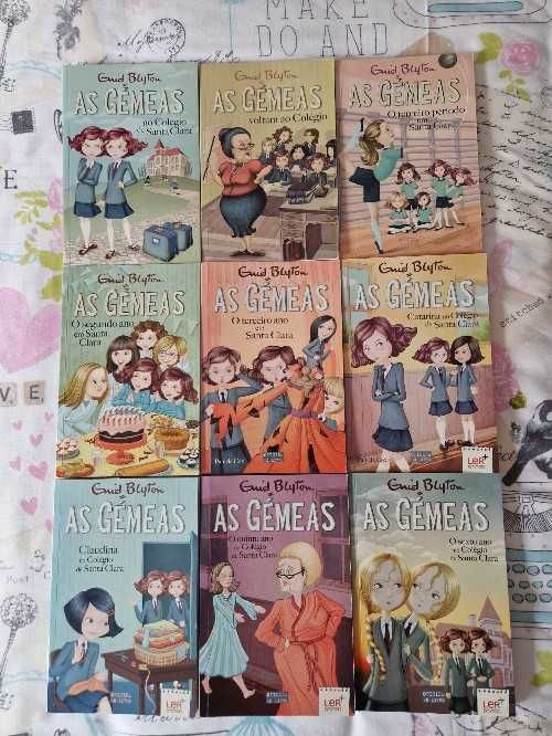 9 livros da coleção juvenil "As Gémeas" de Enid Blyton