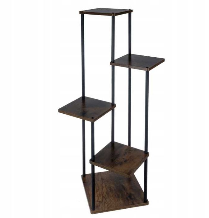 NOWY KWIETNIK STOJĄCY Stojak na Kwiaty Rośliny Regał Metal Drewno Loft