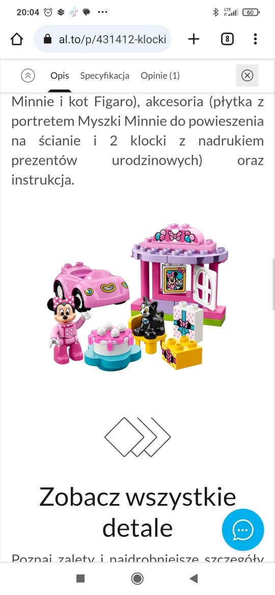 Lego duplo 21 elementów przyjęcie urodzinowe