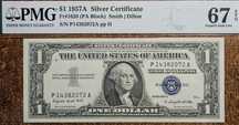 $ 1 Dolar 1957 A Silver Certificate PMG 67