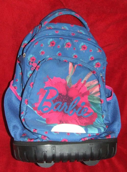 Zestaw Plecak tornister szkoły na kółkach Barbie w kwiaty szkolny