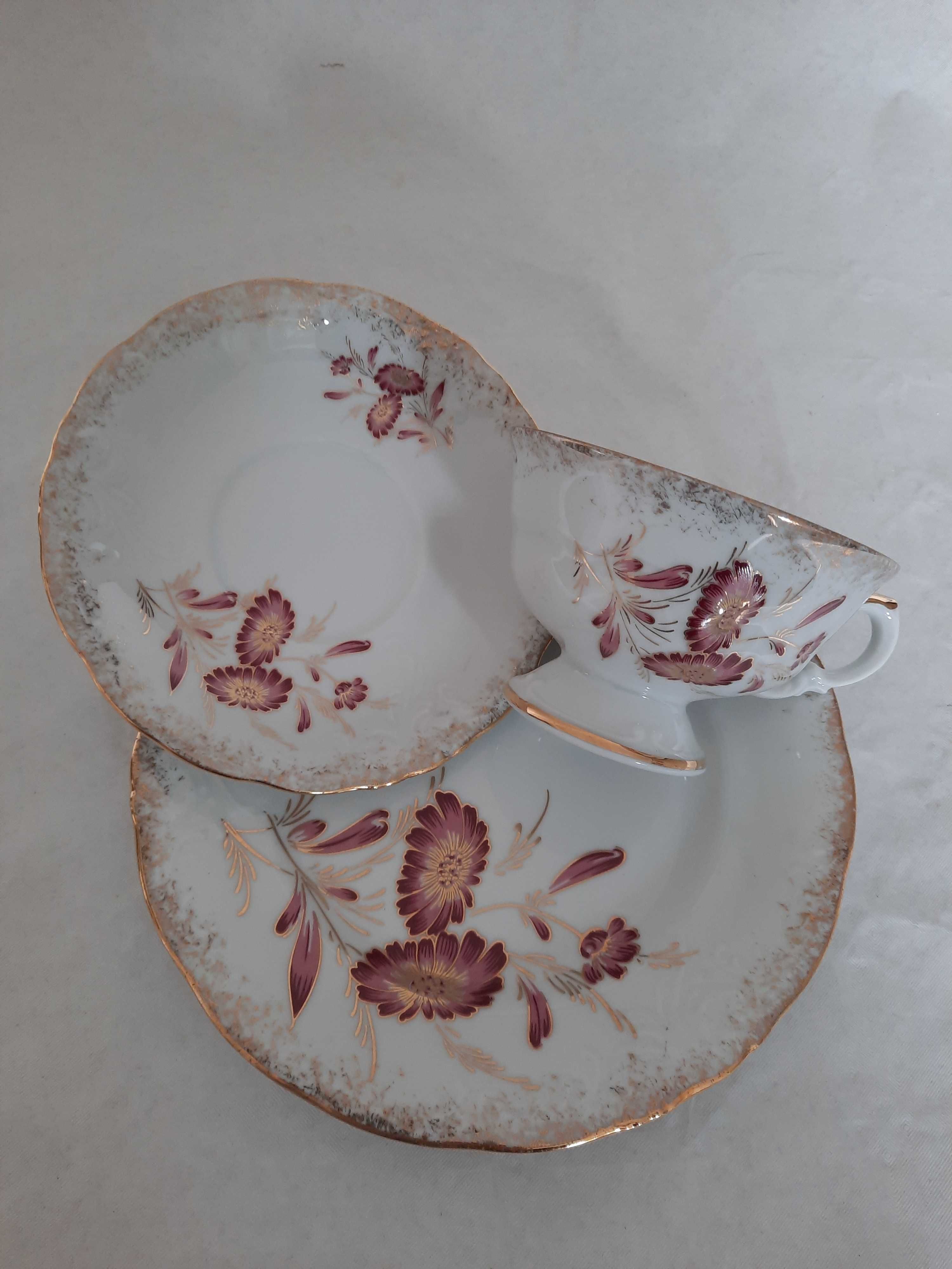 Stara Porcelanowa Filiżanka TRIO CHODZIEŻ Ręcznie Malowan lata80-90XXw