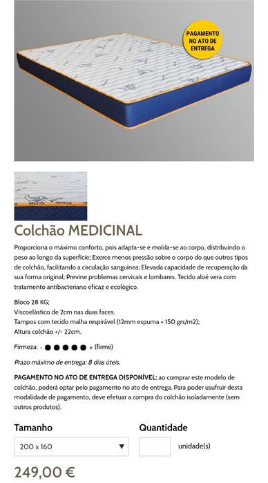 Colchão 200x160cm COMO NOVO!