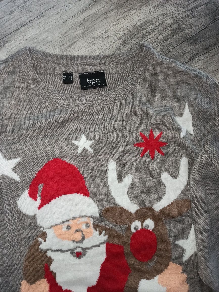 Męski sweter świąteczny Mikołaj renifer rozmiar S