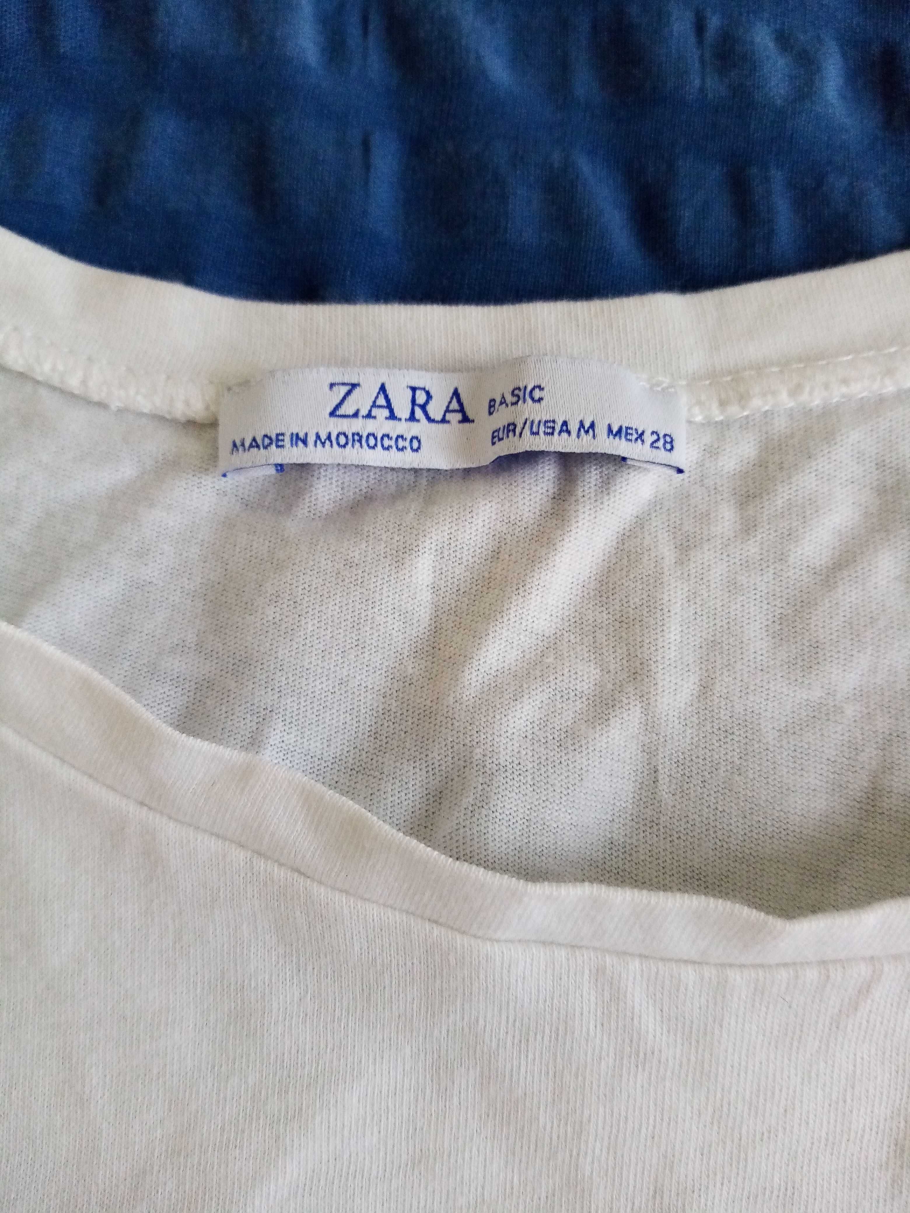 Biały T-shirt damski Zara rozmiar M