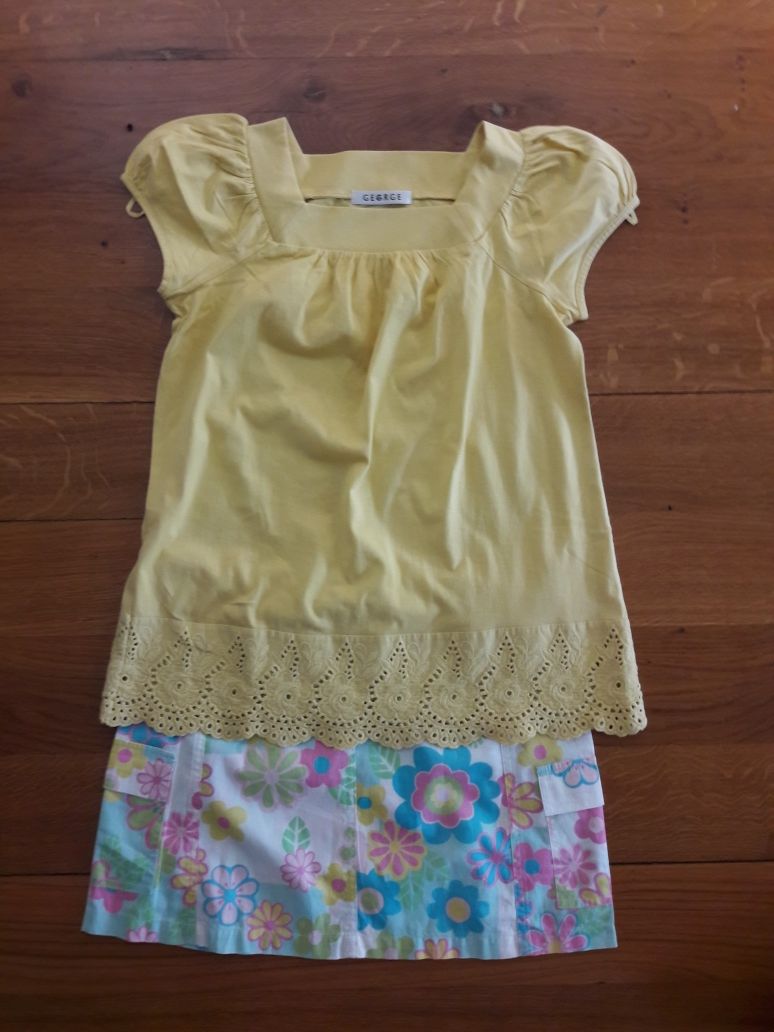 NEW LOOK 915 zgrabna spódnica pastel flowers cotton r 152 i XS