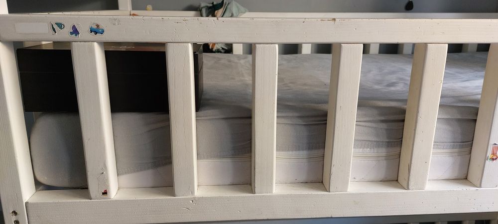 Łóżko piętrowe domek białe 160x80 materac