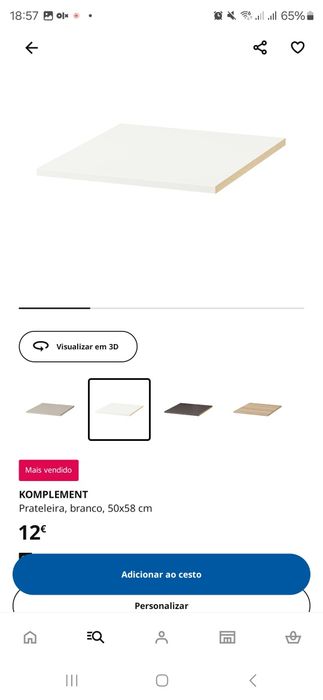 Prateleiras IKEA KOMPLEMENT para PAX – como novas