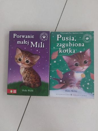 2 książki Pusia zagubiona kotka i Porwanie małej Mili