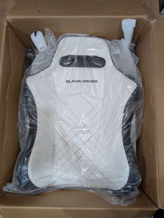 Cadeira Gaming ALPHA GAMER Nysa - Branca/Preto - Nova