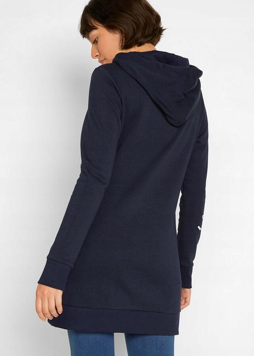 B.P.C długa bluza granatowa z kapturem i napisami 36/38.