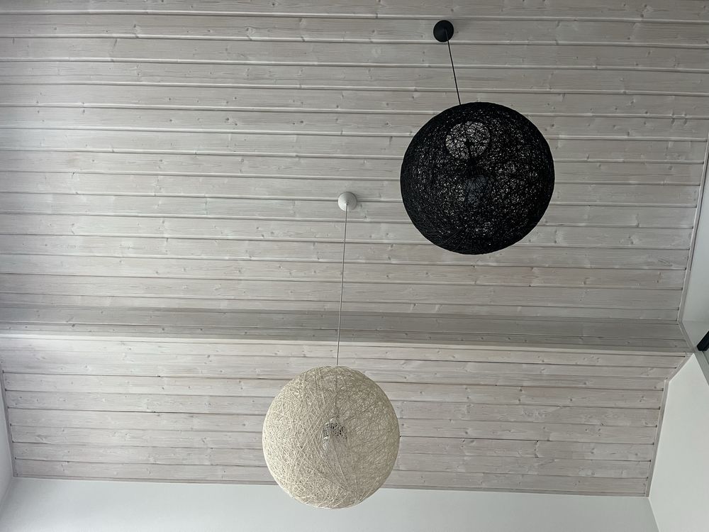 Lampa wisząca kula 60 cm – styl boho & skandynawski | biała i czarna