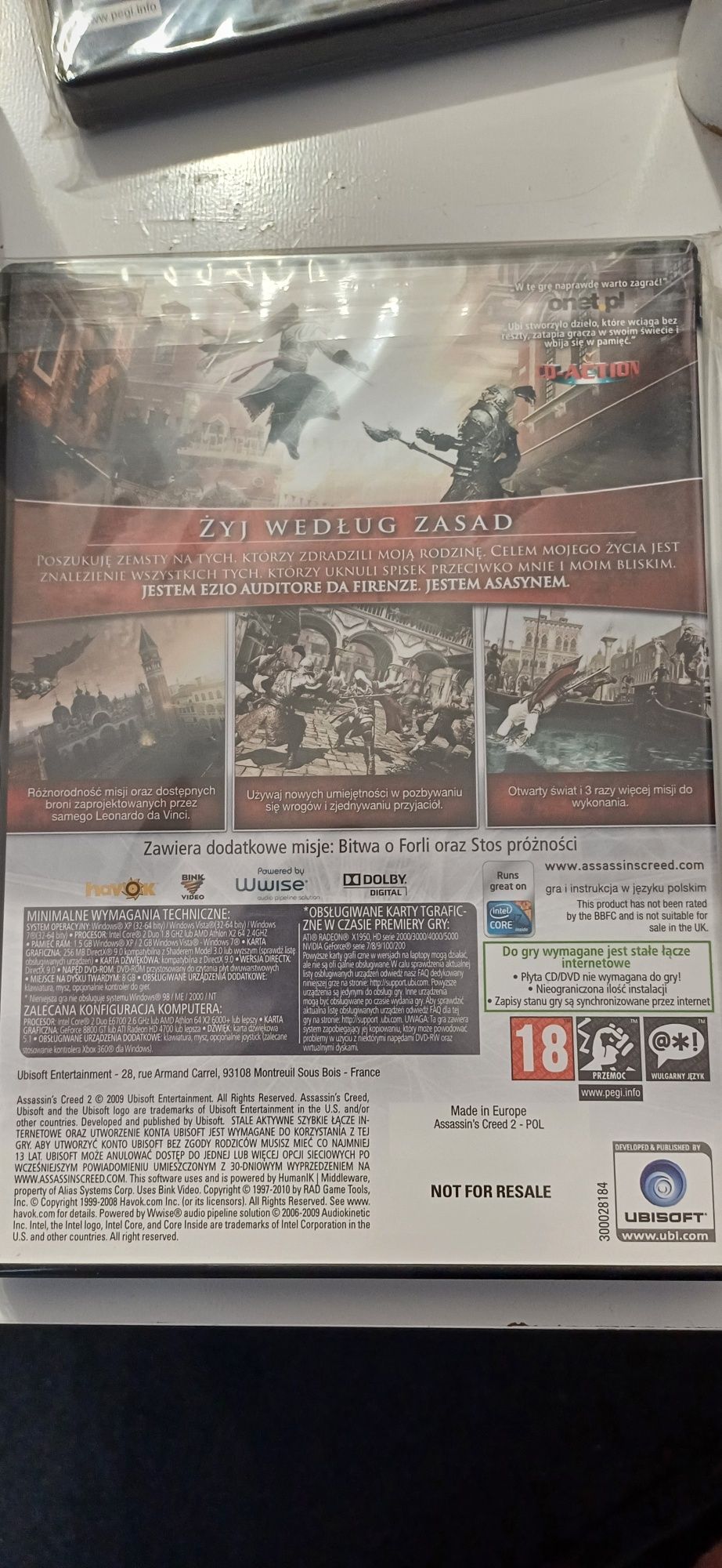 Assassin Creed 2 pudełko PC plus płyty CD