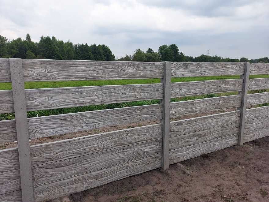 Przęsło betonowe ogrodzenie piaskowiec GŁADKIE deska Transport Montaż