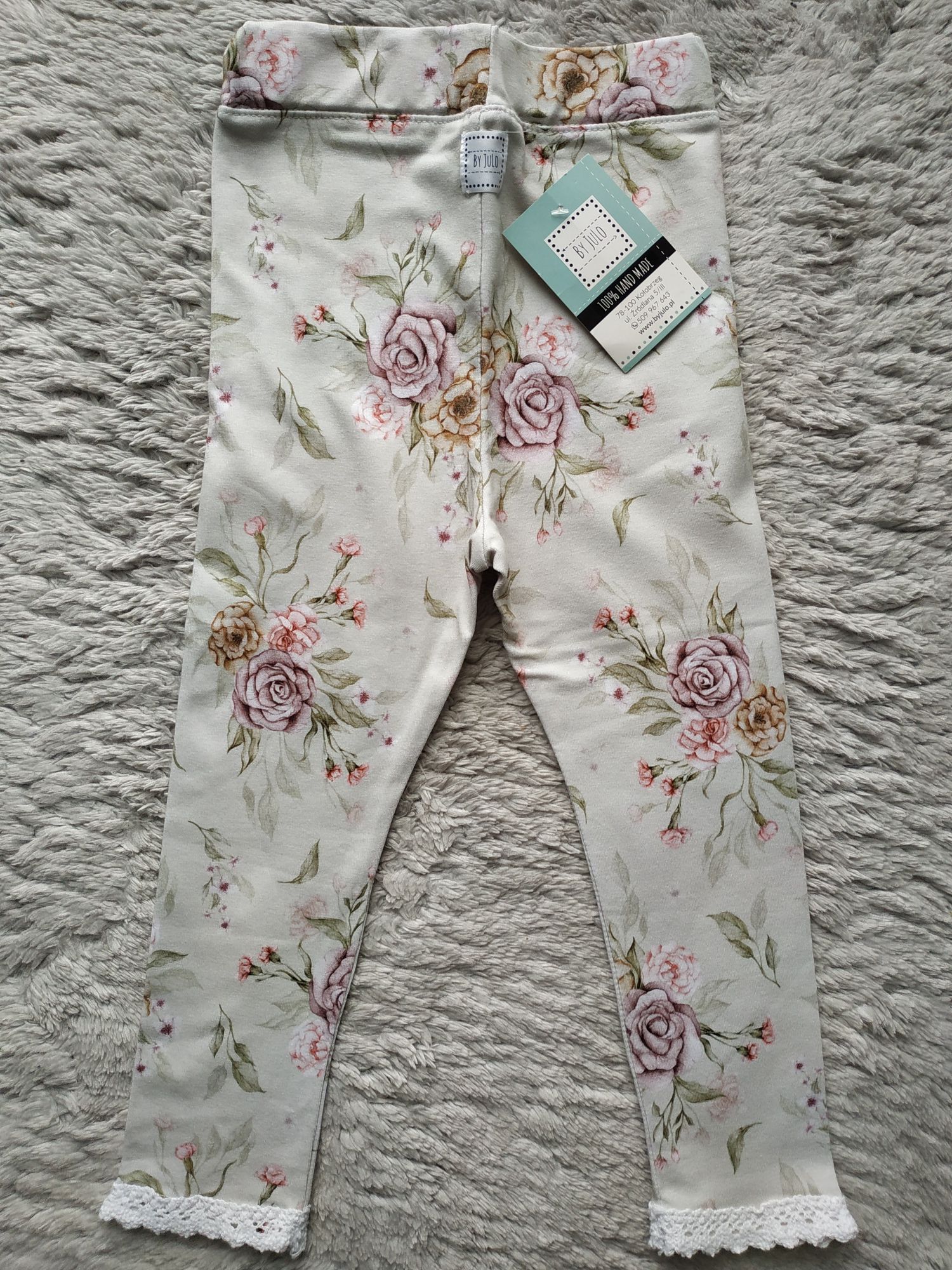 Nowe legginsy/kwiaty/print/handmade/prezent/By Julo/r.92/98