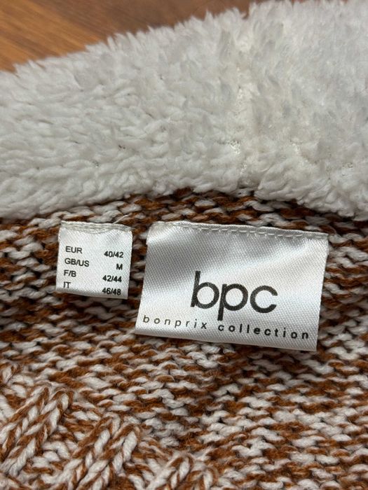Długi dzianinowy sweter kapturem sukienka zimowa bluza BPC 40 42 L XL