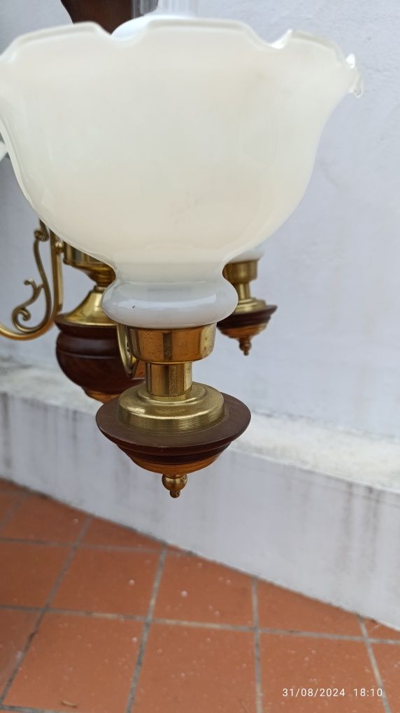 Candeeiro vintage metal e vidro