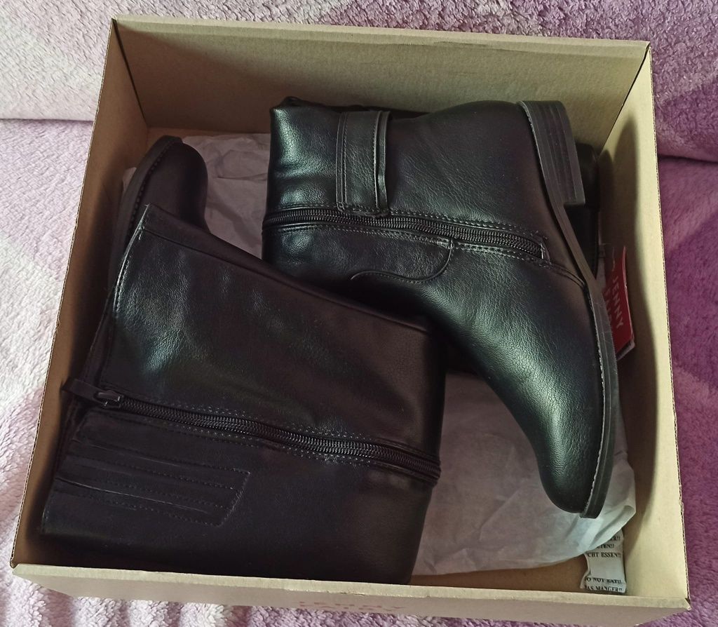 Nowe Buty kozaki damskie czarne Jenny Fairy