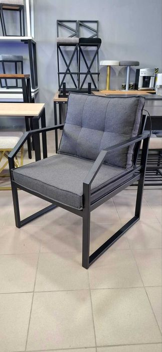 Крісло лофт для тераси, кафе, бару, лаунж зони | Метал + подушки