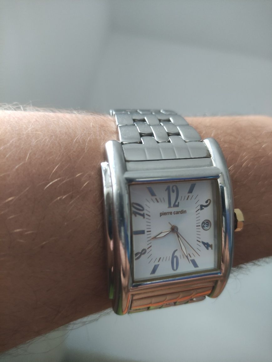 Męski Zegarek Pierre Cardin srebrny kwadratowa koperta bransoleta