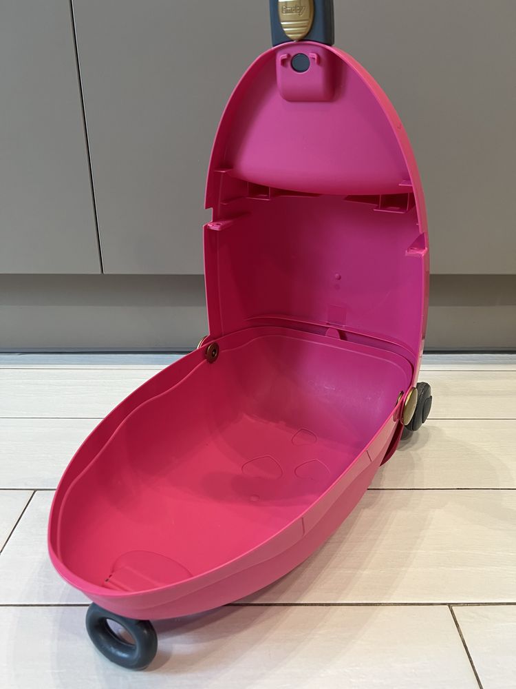 Детский раскладной чемодан (с ручкой) на колесах (розовый)