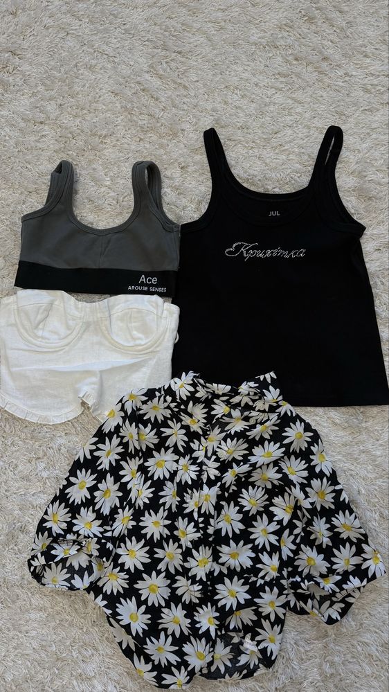 майка Jul, топ Асе, корсет та рубашка Bershka