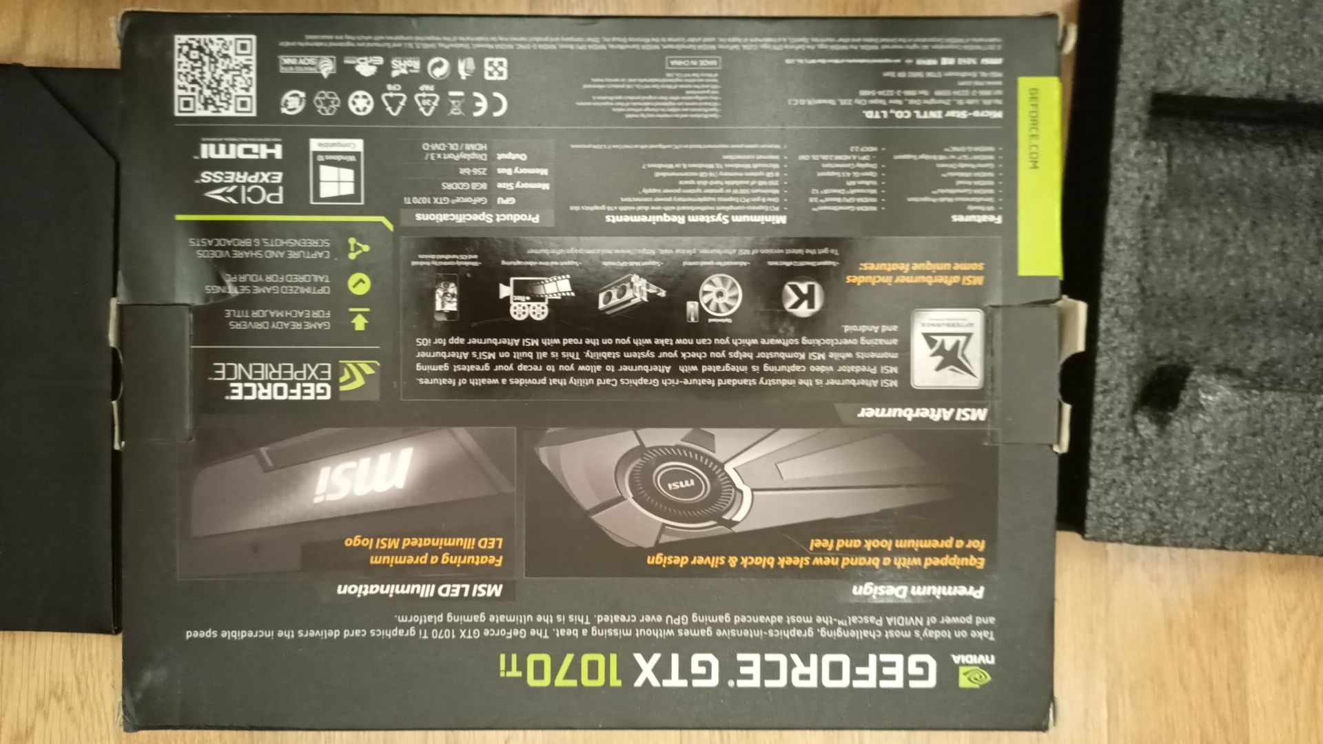 Коробка комплектация MSI GeForce GTX 1070 Ti AERO 8G диск инструкция