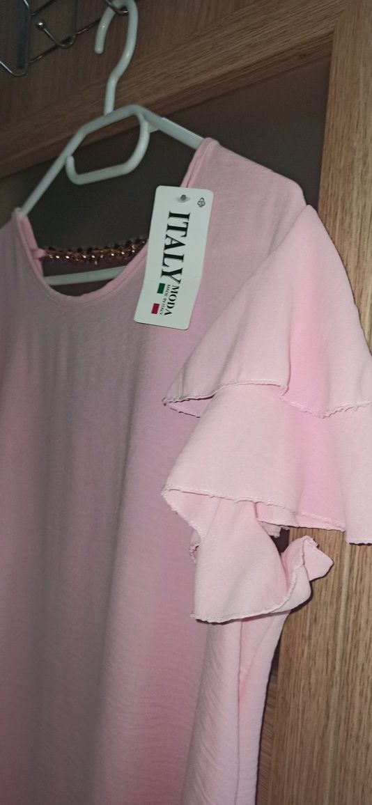 Sukienka pudrowy róż damska Italy moda