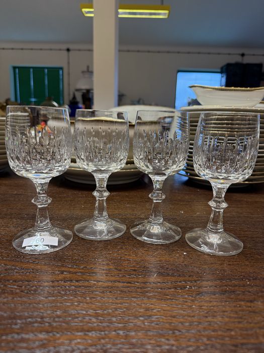 4 zestaw Kieliszki kryształowe szlifowane do wina na nodze 60