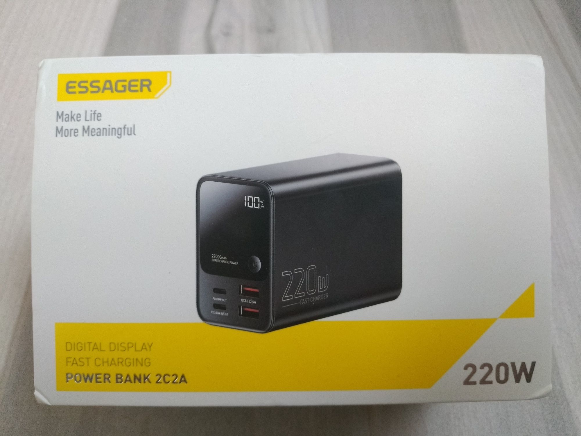 PowerBank Essager 220W, 27000 mAh, аккумулятор, УМБ, мобильная батарея