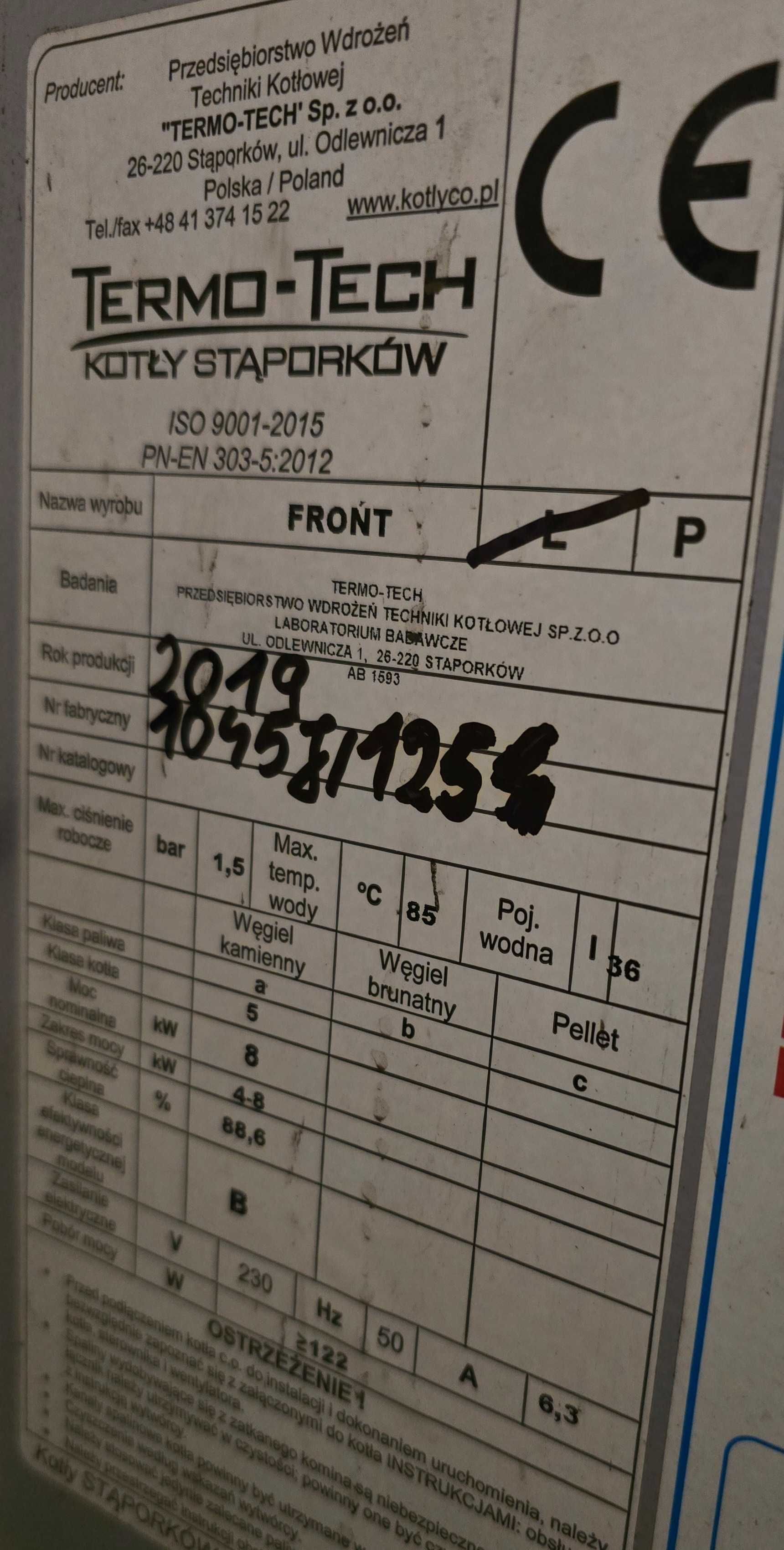 Piec Termo-tech Front ekogroszek Stąporków 8 kw